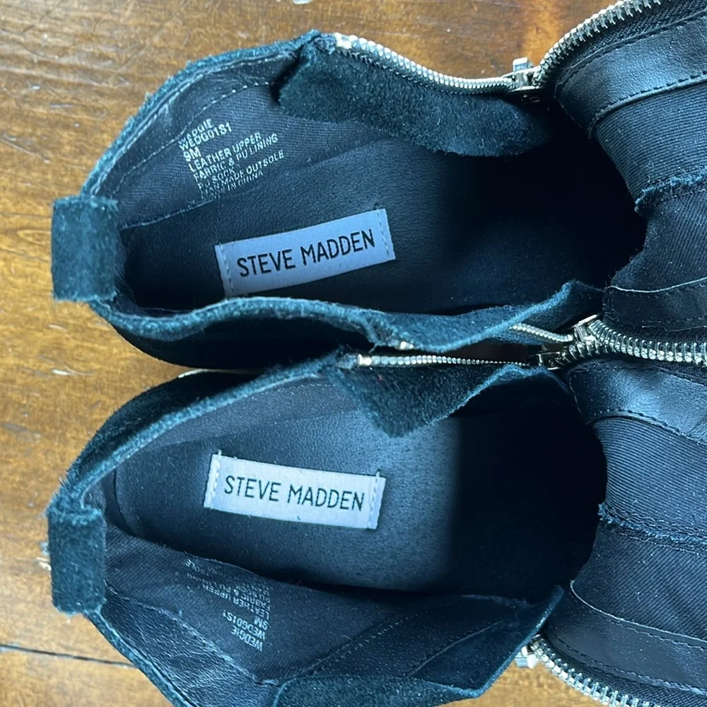 Steve Madden Wedgie Black Suede Sneakers Sz 9